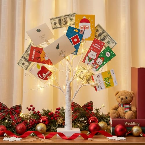 22-Inch LED Birch Tree Photo Display with Clips and Timer