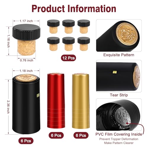 30-Piece Wine Bottle Sealer Set with Cork Stoppers & Heat Shrink Capsules