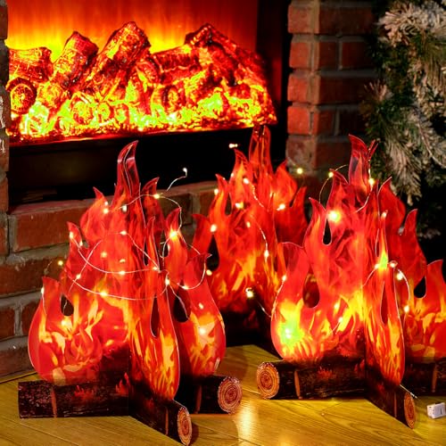 3D Cardboard Campfire Decor - 16 x 13 Inch Fake Bonfire for Kids Parties