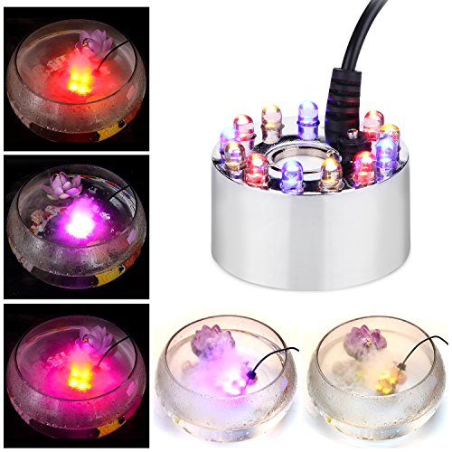 Ultrasonic Mist Maker Fogger with 12 LED Lights for Ponds and Fountains
