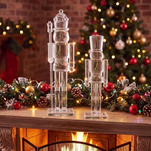 Qunclay 2 Pcs Clear Acrylic Christmas Nutcrackers - 12 and 10 Inches