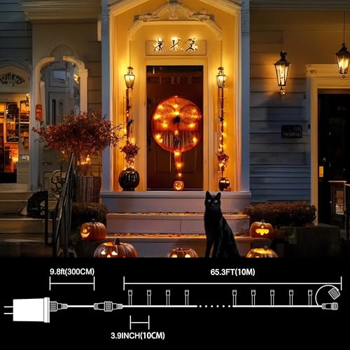 33ft 100 LED Orange Waterproof String Lights - 16 Modes Plug-in Fall Decor