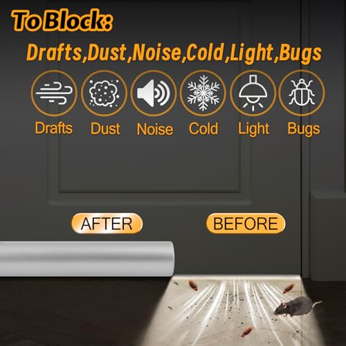 Under Door Draft Stopper 30 Inch - White Door Draft Blocker for Gaps up to 1.7"