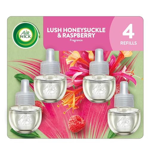 Plug-In Scented Oil Air Freshener Refills (4 Pack) - Honeysuckle & Raspberry