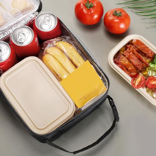 Insulated Lunch Bag for Men and Women, Large Thermal Lunchbox, Black