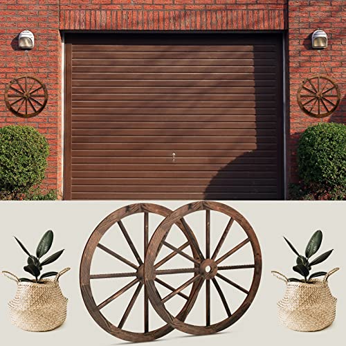 12-Inch Wooden Wagon Wheel Decor - Rustic Wall Art for Home and Party, 2 Pack