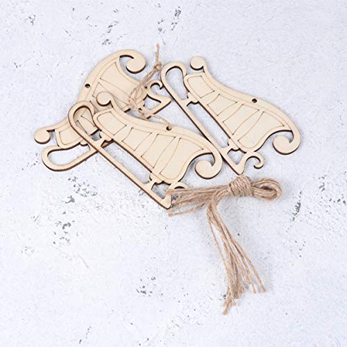 Happyyami 10pcs Unfinished Wooden Christmas Tree Decorations & Ornaments for DIY Crafting