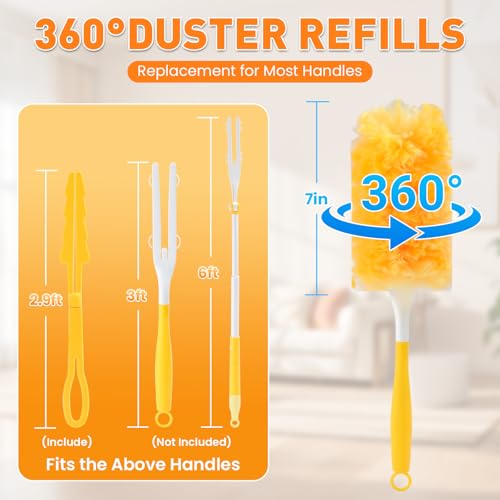 360° Disposable Duster Refills with 2 Handles - 80 Pack Heavy Duty Dusters