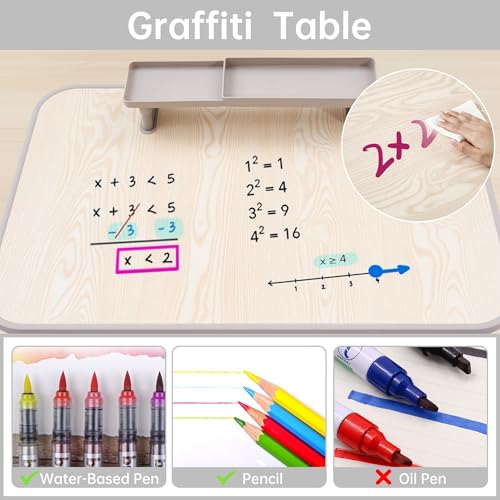 Height Adjustable Kids Study Desk and Chair Set with Storage - Grey
