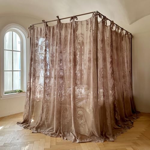 4 Corner Post Bed Canopy Curtain - King Size Romantic Lace Mosquito Net