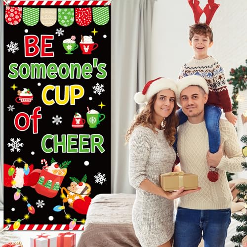 Be Someone’s Cup of Cheer Christmas Door Banner – 78.7 x 35.4 in Fabric Backdrop