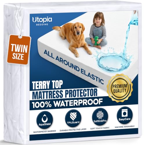Utopia Bedding Waterproof Twin Mattress Protector - Breathable Fitted Cover