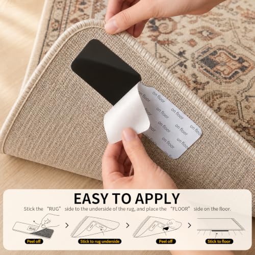 Non-Slip Rug Grippers for Hardwood Floors - Washable Reusable Carpet Pads (8)