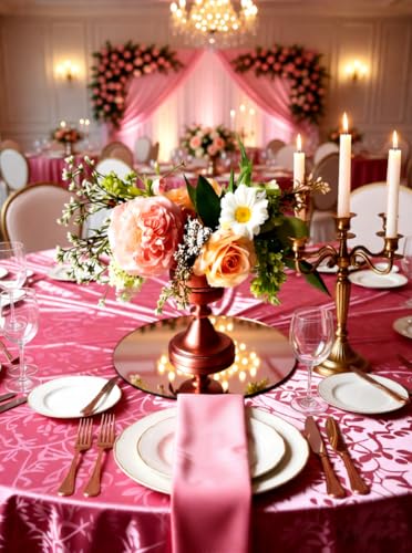10-Inch Rose Gold Mirror Centerpiece Trays, 12-Pack Acrylic Table Decor