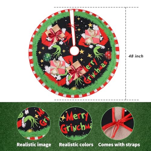 48-Inch Christmas Tree Skirt - Soft Polyester Farmhouse Holiday Decor