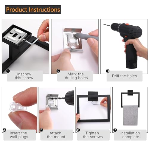 JOPOFI Matte Black Stainless Steel Towel Ring - Modern Hand Towel Holder