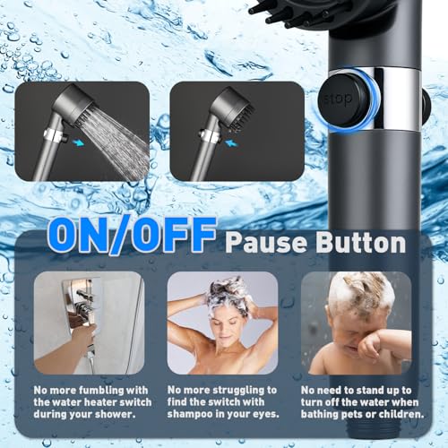 Filtered Handheld Shower Head with 4 Spray Modes and 79-Inch Hose