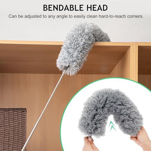 Extendable Microfiber Duster with 100-Inch Pole - Bendable & Washable