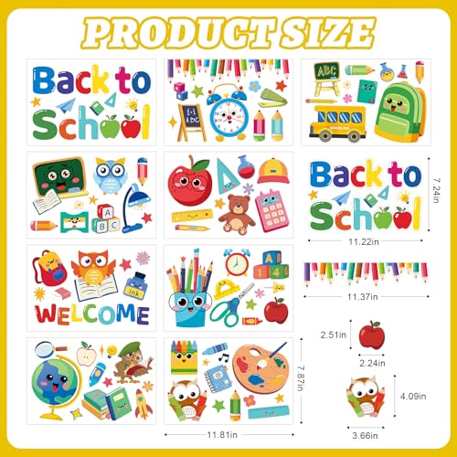 Back to School Window Clings - Double-Sided Educational Stickers