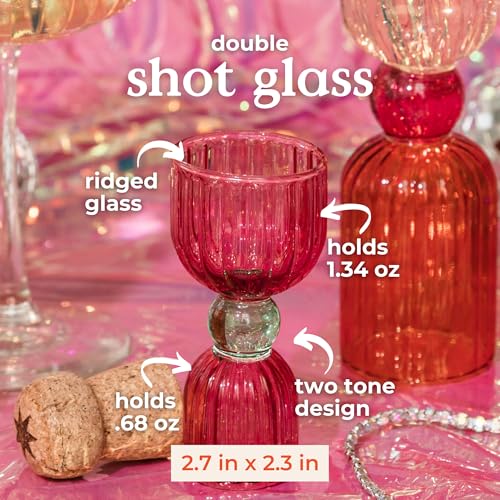 Ban.do Pink & Green Glass Cocktail Jigger - Double Shot Measuring Tool
