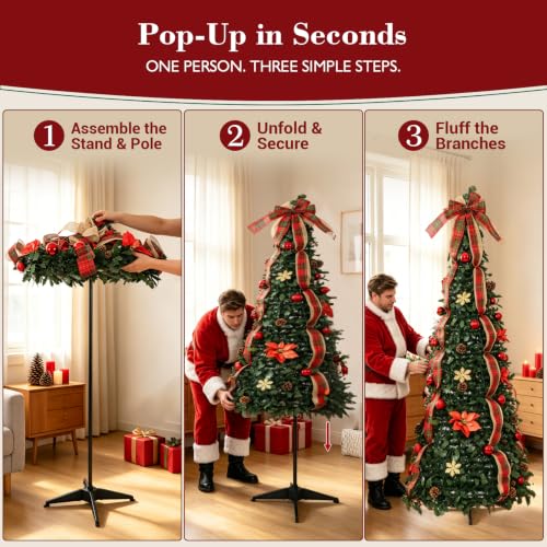 Quntis 6FT Pop Up Christmas Tree with Smart RGBIC LED Lights & Music Sync