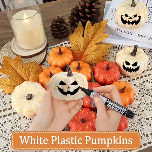 16-Piece Artificial Mini Pumpkin Set with Fall Leaves for Autumn Home Decor