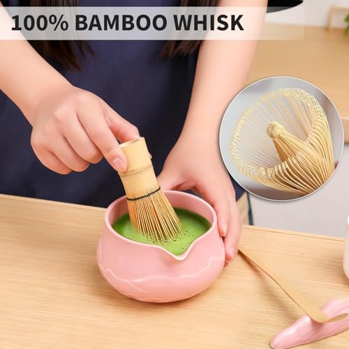 Matcha Kit with Ceramic Bowl & Scoop - 8pc Bamboo Whisk Set Gift