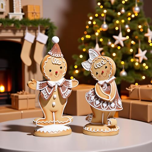 Braxio Gingerbread Boy & Girl 2pc Christmas Decor - Resin Tabletop Miniatures (Boys)