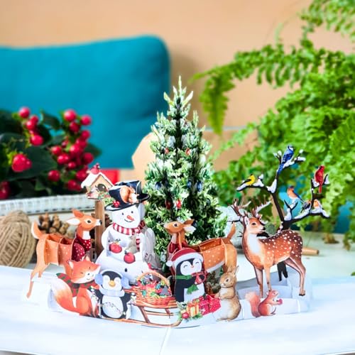 HEARTAGS 3D Pop Up Christmas Card - Snowman Holiday Greeting Card