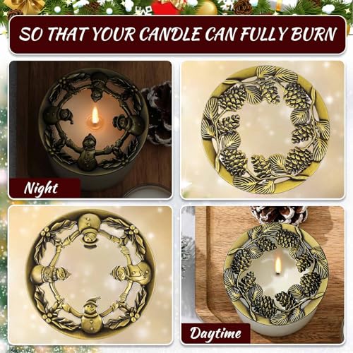 Moxweyeni 2 Pcs Christmas Scented Candle Topper - Lovely Style, Even Burn & Decorative Snowman & Pine Nut Designs