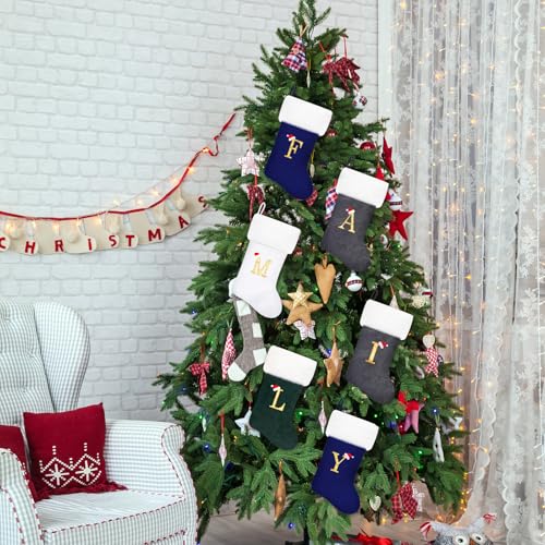 Monogram Red Velvet Christmas Stocking with Soft White Plush Cuff (20 Inch)