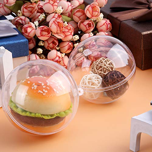 20 Pack 3.15-inch Clear Plastic Fillable Ornaments for DIY Crafts
