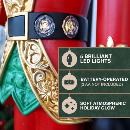 Fraser Hill Farm 3.3 ft Resin Nutcracker Statue with Scepter and 5 LEDs