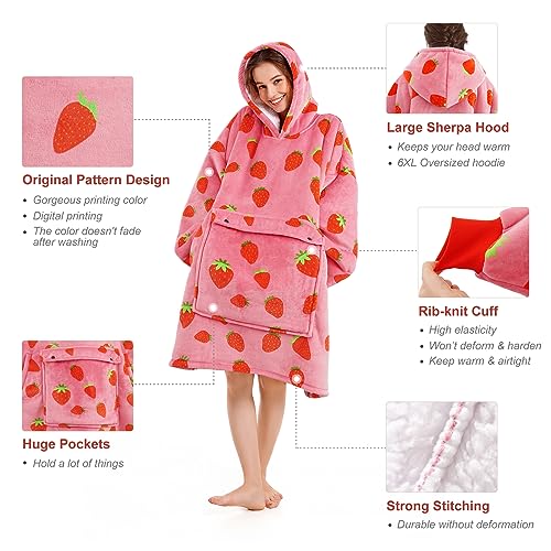 Oversized Wearable Blanket Hoodie, Sherpa Fleece Loungewear for Adults