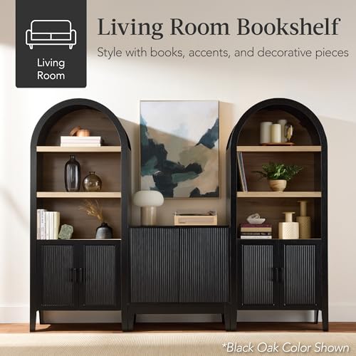 72-Inch Arched Pantry Storage Cabinet with Reeded Doors and Shelves