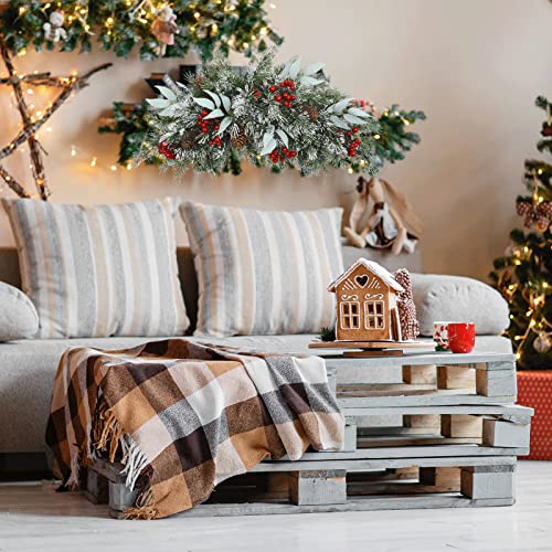 26-Inch Artificial Christmas Mailbox Swag with Pine Cones and Red Berries