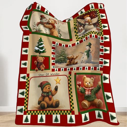 Olivine Christmas Snowman Fleece Throw Blanket 40x50 Inches - Winter Cozy Bedding for Sofa & Bed