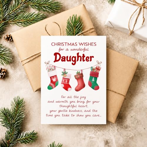 Personalized Christmas Card for Daughter - Heartfelt Holiday Greeting with Envelope