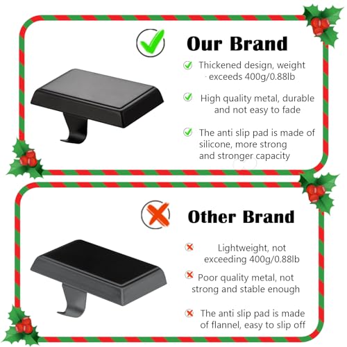 4-Pack Weighted Metal Christmas Stocking Holders for Mantel - Black