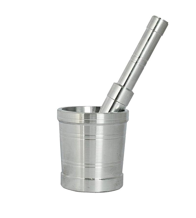 Aluminum Mortar & Pestle Set – Heavy Duty Okhli Masher for Grinding Spices & Herbs | Manual Khalbatta for Home & Kitchen Use