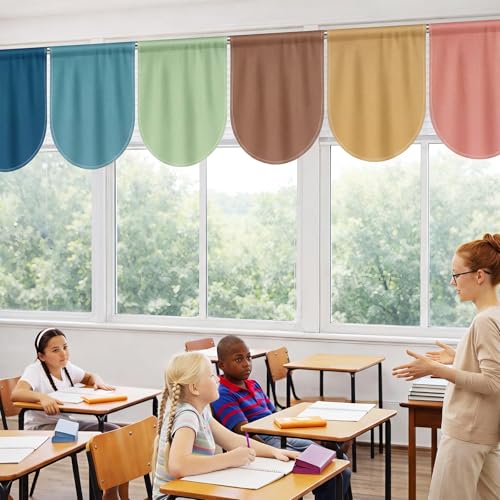 8 Pcs Boho Classroom Curtains, Growth Mindset Window Panels for Kids Room