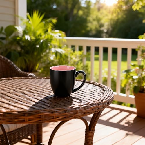 Black Multi-Color 16 oz Ceramic Coffee Mugs Set of 6 - Durable, Non-Toxic Kitchen Drinkware