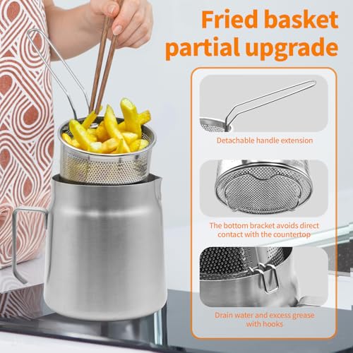 68oz Stainless Steel Oil Filter Pot with Fryer Basket - Stovetop Grease Container