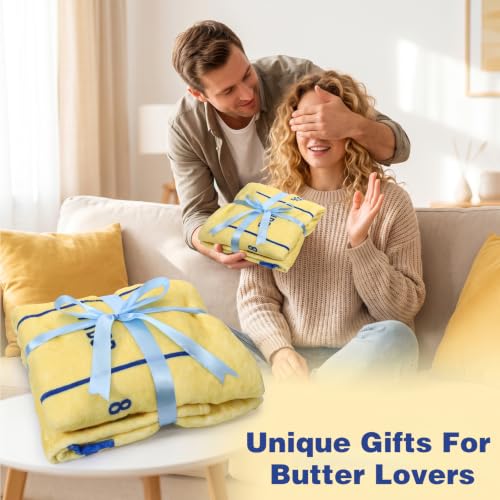 Funny Butter Print Plush Throw Blanket 50x61 Inch Soft Flannel Food Decor