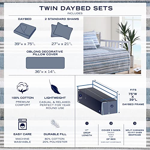 4-Piece Reversible Cotton Daybed Bedding Set with Shams & Bolster Cover