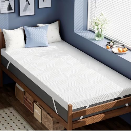 ELEMUSE 3 Inch Twin XL Gel Memory Foam Mattress Topper - Washable Cover
