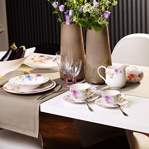 Villeroy & Boch Mariefleur Basic Coffee Saucer 16cm with Floral Pattern, Blue-Grey-Purple, Dishwasher Safe