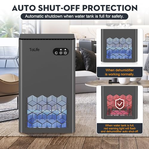 ToLife Portable Dehumidifier 95 oz Tank for Home Bedroom and Basement