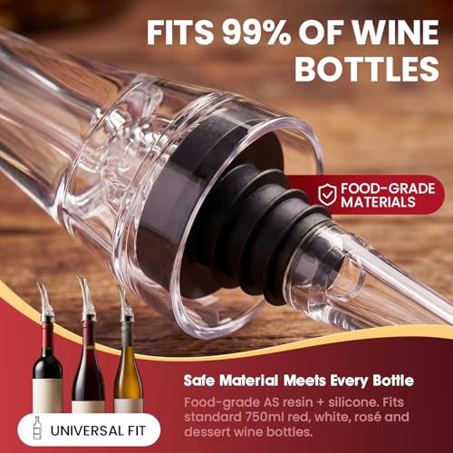 Wine Aerator Pourer Spout 2 Pack - Drip-Free Instant Aeration for Red & White Wines