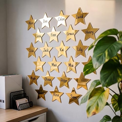 80 Pcs 6-Inch Gold Glitter Star Cutouts - Writable Cardstock Party Decor
